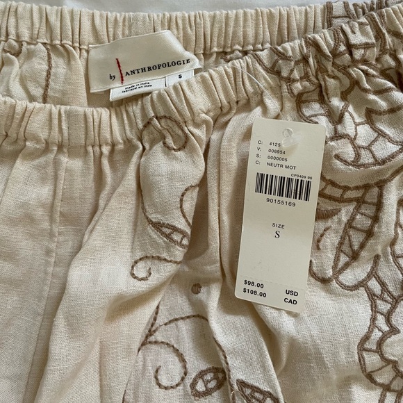 Anthropologie Cream Embroidered Shorts - Picture 2 of 3